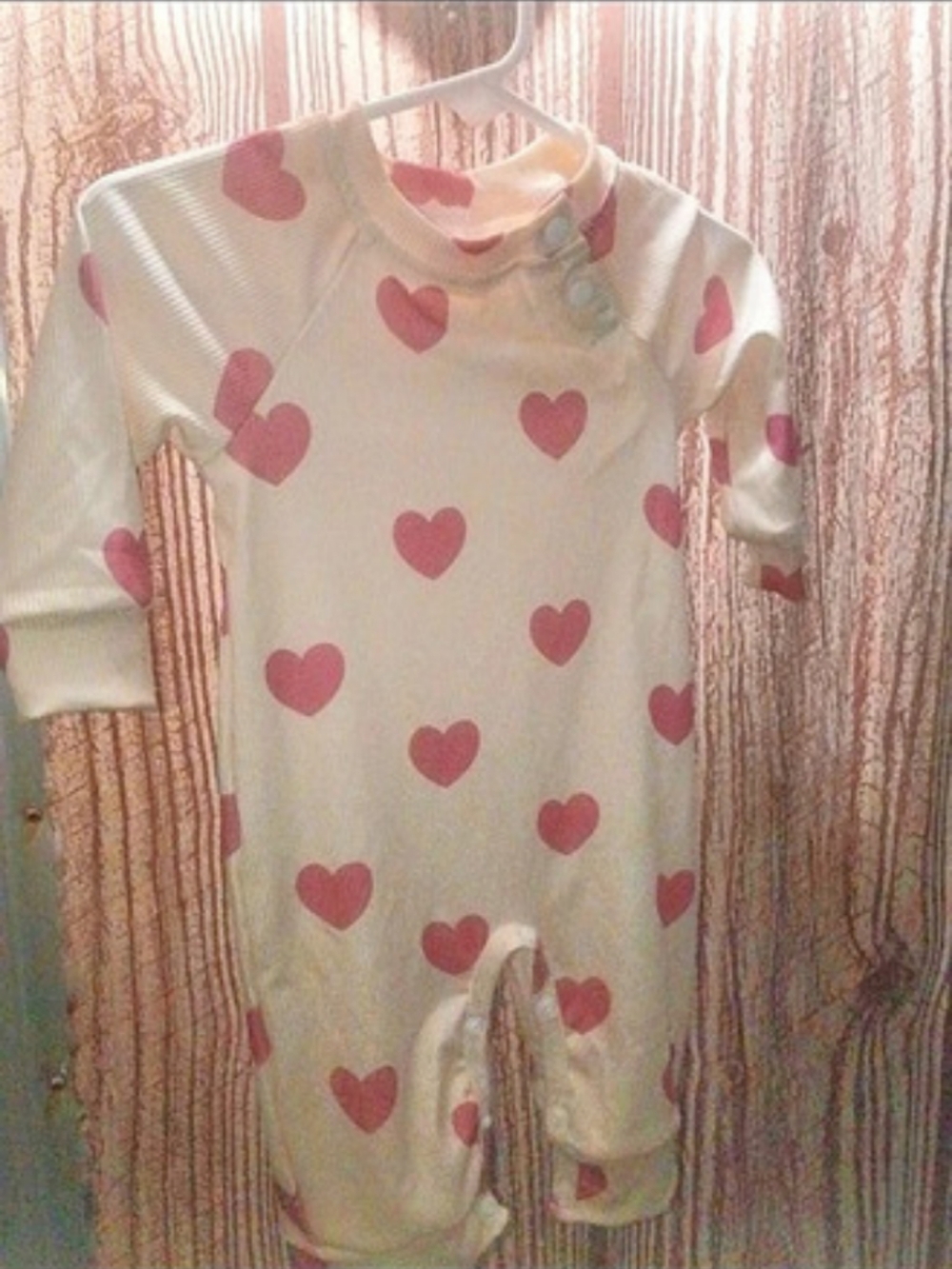 Carter's Baby Girl Heart Waffle Knit Footie 1-Piece Pajamas